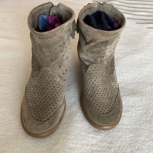 Isabel Marant Perforated Wedge Suede Ankle Bootie Womens Sz 38